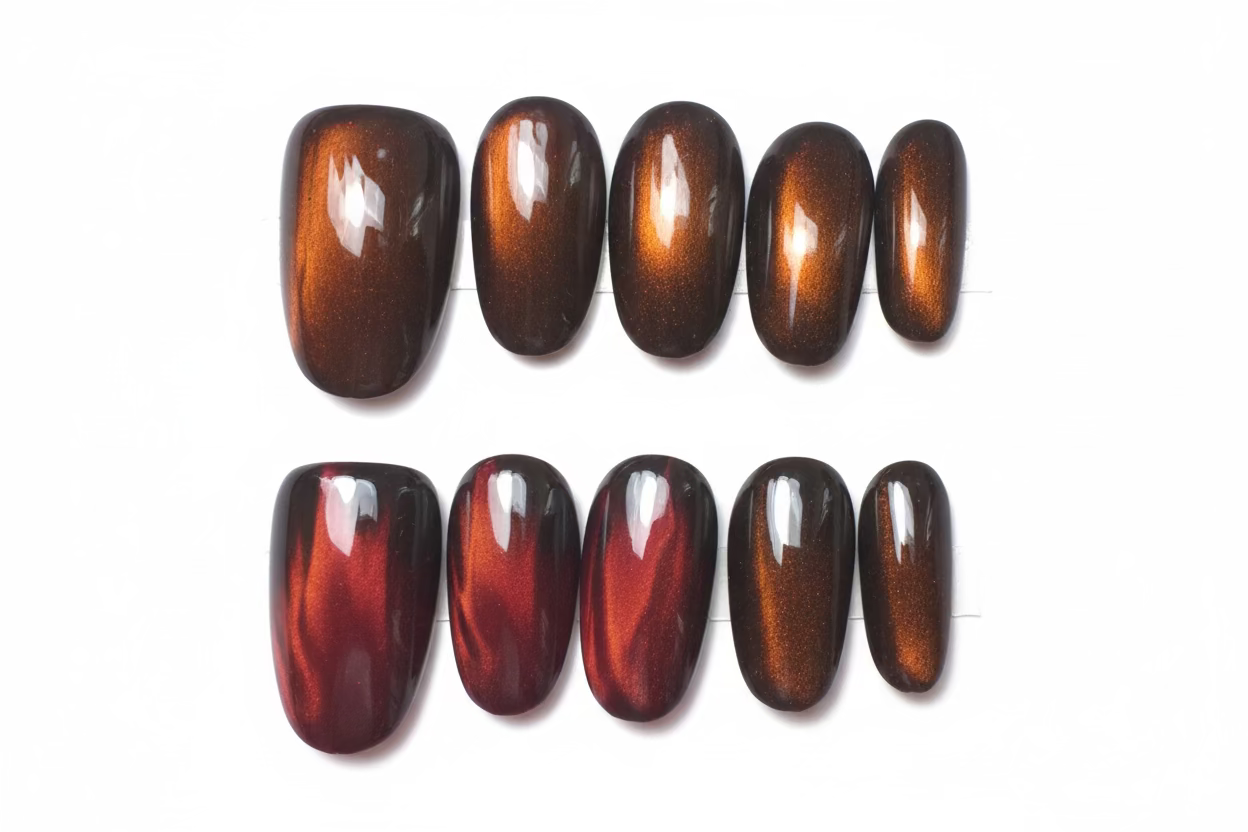 SALE! One of a kind Press-on Nails Copper/Bronze Cat's Eye