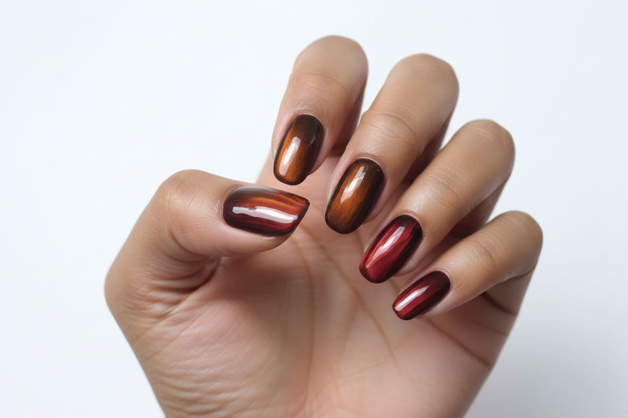 SALE! One of a kind Press-on Nails Copper/Bronze Cat's Eye